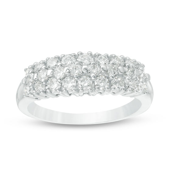 0.70 CT. T.W. Diamond Three Row Anniversary Band in 10K White Gold