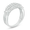 0.45 CT. T.W. Diamond Three Row "X" Collar Anniversary Band in 10K White Gold