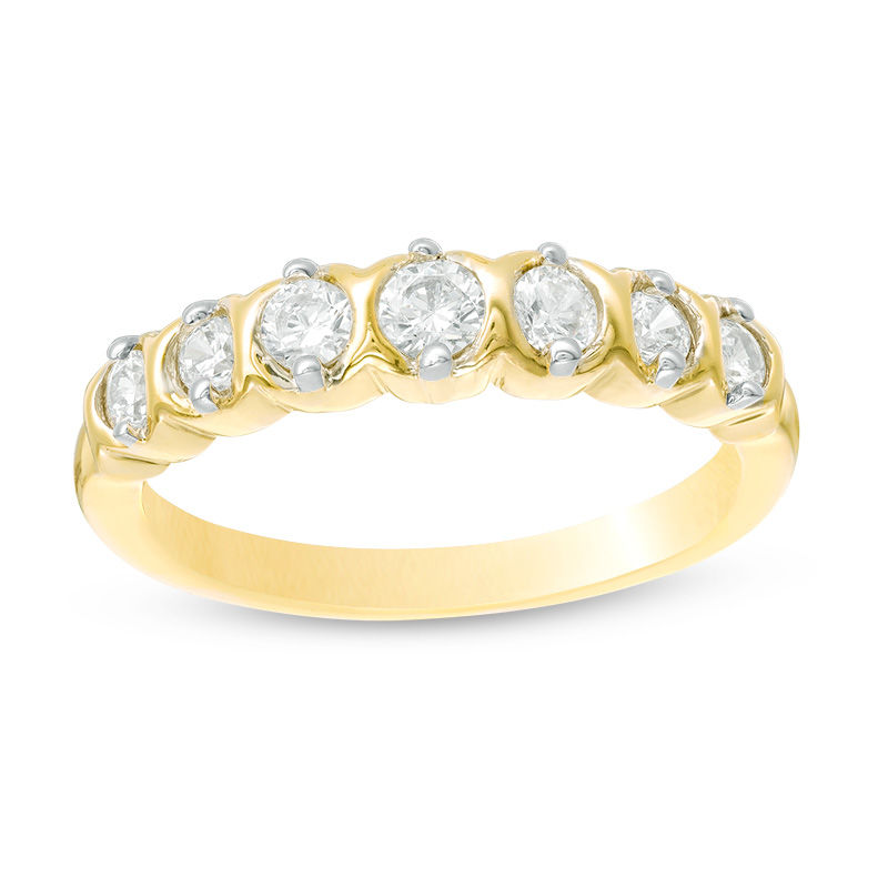 0.45 CT. T.W. Diamond Seven Stone Wedding Band in 10K Gold|Peoples Jewellers