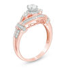 0.58 CT. T.W. Diamond Three Stone Collar Ring in 10K Rose Gold