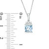 6.0mm Princess-Cut Aquamarine and Diamond Accent Trio Drop Pendant in 10K White Gold