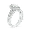 Thumbnail Image 1 of Marquise Lab-Created White Sapphire and 0.30 CT. T.W. Diamond Frame Bridal Set in Sterling Silver