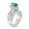 Marquise Lab-Created Emerald and 0.95 CT. T.W. Diamond Frame Bridal Set in 10K White Gold