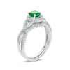 5.2mm Lab-Created Emerald and 0.23 CT. T.W. Diamond Twist Shank Bridal Set in 10K White Gold