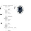 Thumbnail Image 1 of Oval Blue Sapphire and 0.38 CT. T.W. Diamond Frame Stud Earrings in 10K White Gold