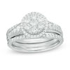 1.00 CT. T.W. Composite Diamond Frame Three Piece Bridal Set in 14K White Gold