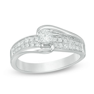 0.50 CT. T.W. Diamond Bypass Engagement Ring in 14K White Gold