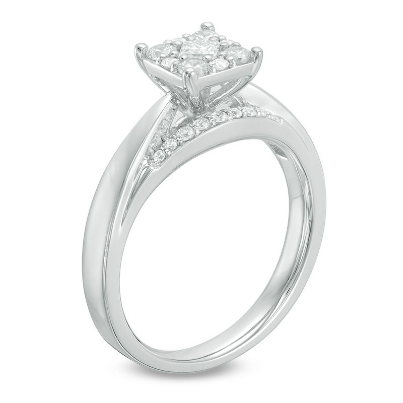 0.50 CT. T.W. Composite Diamond Cushion-Shaped Engagement Ring in 10K White Gold|Peoples Jewellers