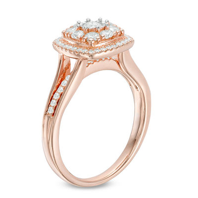 0.45 CT. T.W. Composite Diamond Cushion Frame Engagement Ring in 10K Rose Gold