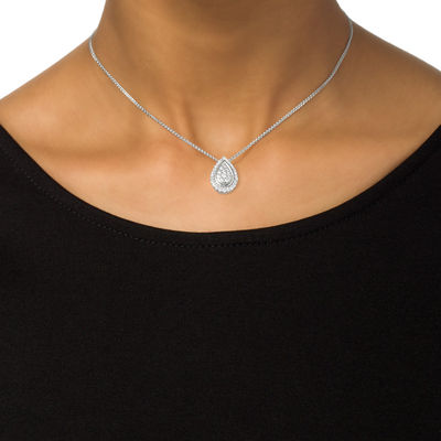 0.30 CT. T.W. Composite Diamond Teardrop Frame Bolo Necklace in Sterling Silver - 30"