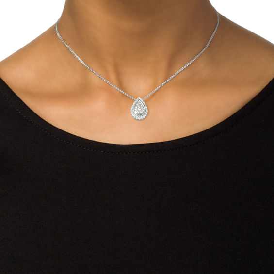 0.30 CT. T.W. Composite Diamond Teardrop Frame Bolo Necklace in Sterling Silver - 30"