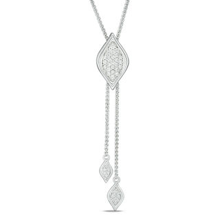 0.45 CT. T.W. Diamond Marquise Lariat-Style Bolo Necklace in Sterling Silver - 30"