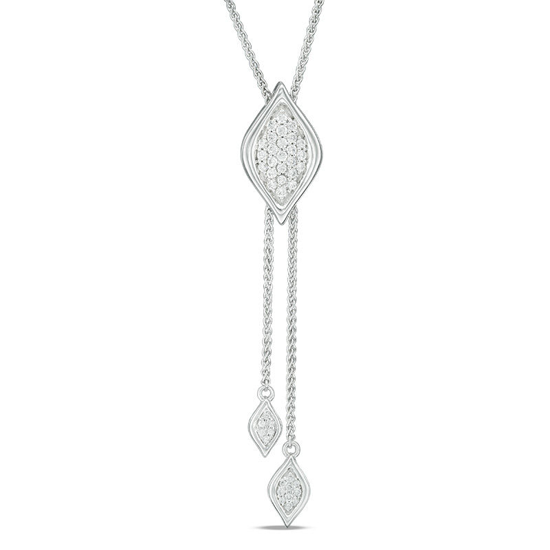 0.45 CT. T.W. Diamond Marquise Lariat-Style Bolo Necklace in Sterling Silver - 30"|Peoples Jewellers