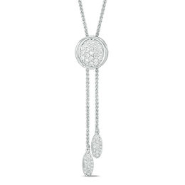 0.95 CT. T.W. Diamond Circle Lariat-Style Bolo Necklace in Sterling Silver - 30&quot;
