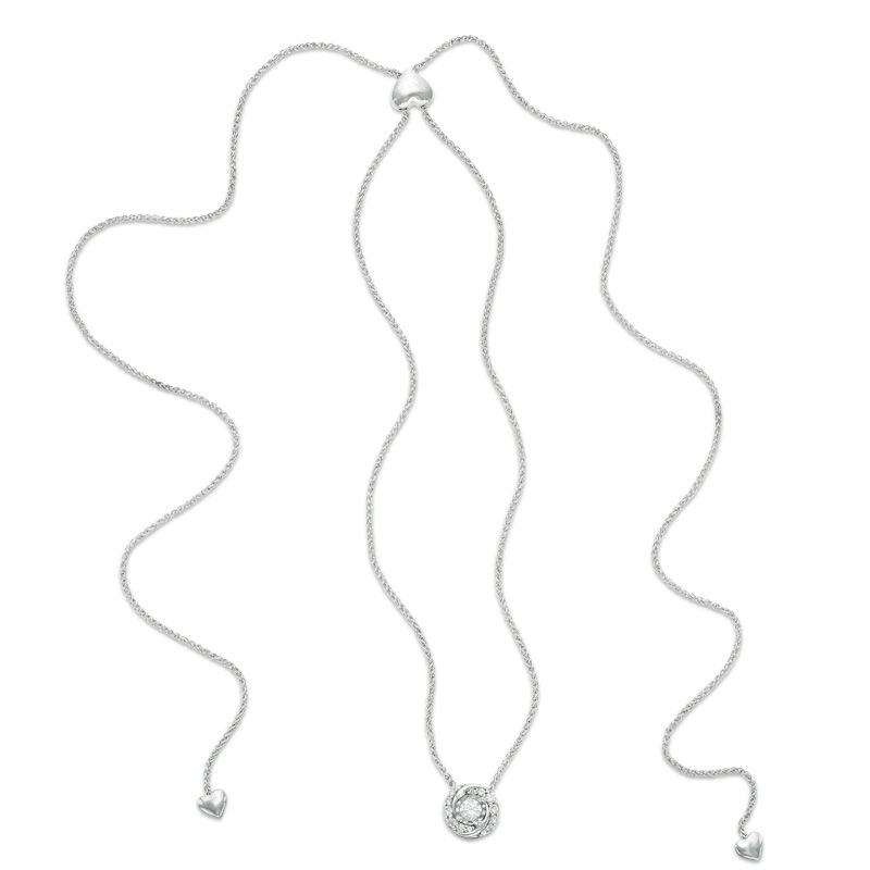 0.45 CT. T.W. Diamond Swirl Frame Bolo Necklace in Sterling Silver - 30"|Peoples Jewellers
