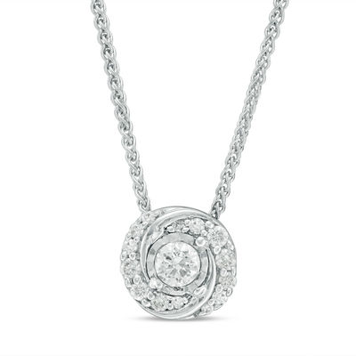 0.45 CT. T.W. Diamond Swirl Frame Bolo Necklace in Sterling Silver - 30"