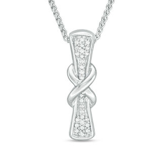 0.15 CT. T.W. Diamond Infinity Bar Bolo Necklace in Sterling Silver - 30"