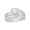 1.00 CT. T.W. Diamond Swirl Bridal Set in 14K White Gold