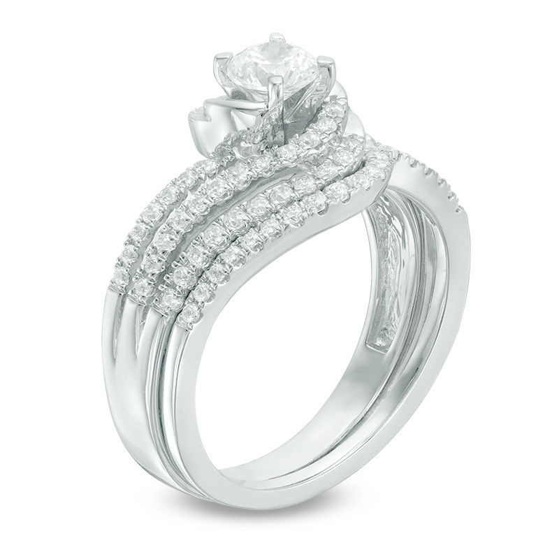 Main Image 2 of 1.00 CT. T.W. Diamond Swirl Bridal Set in 14K White Gold