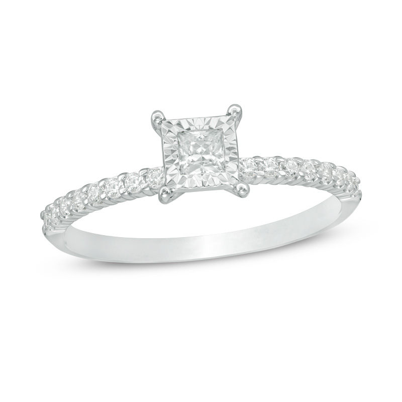 0.33 CT. T.W. Princess-Cut Diamond Engagement Ring in 14K White Gold|Peoples Jewellers