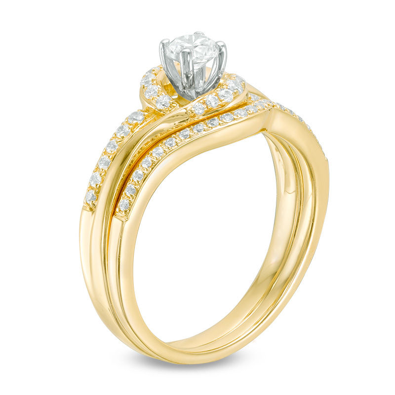0.50 CT. T.W. Diamond Swirl Bypass Bridal Set in 14K Gold|Peoples Jewellers
