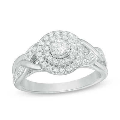 0.50 CT. T.W. Diamond Double Frame Engagement Ring in 10K White Gold