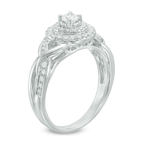 0.50 CT. T.W. Diamond Double Frame Engagement Ring in 10K White Gold