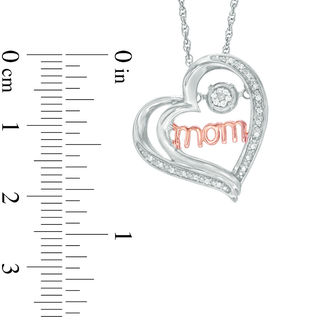 Unstoppable Love™ Diamond Accent "mom" Tilted Heart Pendant in Sterling Silver and 10K Rose Gold