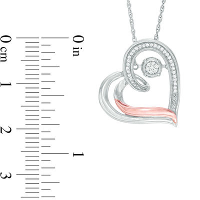 Unstoppable Love™ 0.07 CT. T.W. Diamond Tilted Swirl Heart Pendant in Sterling Silver and 10K Rose Gold