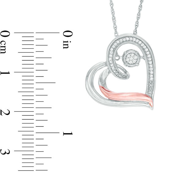 Unstoppable Love™ 0.07 CT. T.W. Diamond Tilted Swirl Heart Pendant in Sterling Silver and 10K Rose Gold