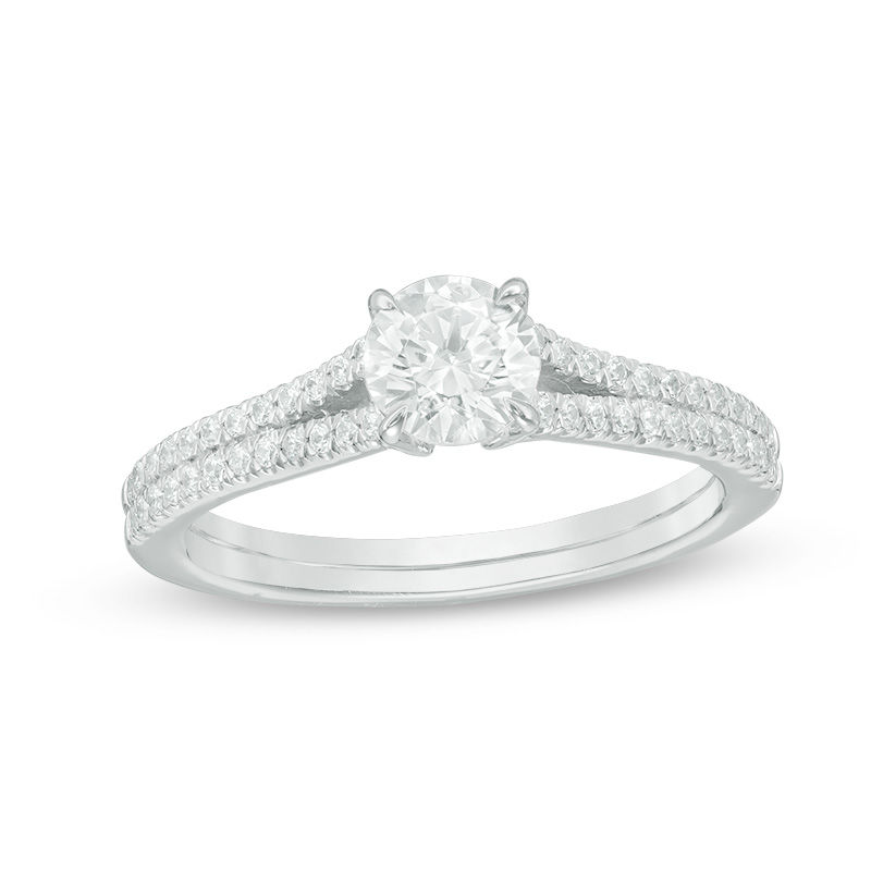 CT. T.W. Diamond Split Shank Engagement Ring in 14K White Gold|Peoples Jewellers