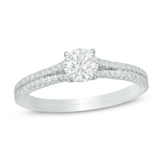 0.75 CT. T.W. Diamond Split Shank Engagement Ring in 14K White Gold