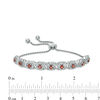 Garnet and 0.09 CT. T.W. Diamond Frame Bolo Bracelet in Sterling Silver - 9.5"