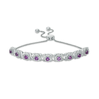 Mother's Birthstone and Diamond Accent Ribbon Link Bracelet (2-10
