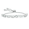 Thumbnail Image 0 of Lab-Created White Sapphire "MOM" Infinity Bolo Bracelet in Sterling Silver - 9.5"