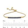 Lab-Created Sapphire Nine Stone Bar Bolo Bracelet in 10K Gold