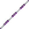 Amethyst and 0.09 CT. T.W.  Diamond Three Stone Station Bracelet in 10K White Gold - 7.5"