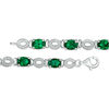 Thumbnail Image 1 of Oval Lab-Created Emerald and 0.46 CT. T.W. Diamond "O" Bracelet in Sterling Silver - 7.5"