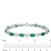 Thumbnail Image 2 of Oval Lab-Created Emerald and 0.46 CT. T.W. Diamond "O" Bracelet in Sterling Silver - 7.5"