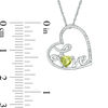 Heart-Shaped Peridot and Diamond Accent Tilted "LOVE" Pendant in Sterling Silver