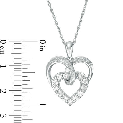 Lab-Created White Sapphire Double Heart Pendant in Sterling Silver