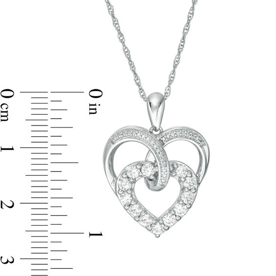 Lab-Created White Sapphire Double Heart Pendant in Sterling Silver