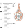 Pear-Shaped Aquamarine and Lab-Created White Sapphire Free-Form Frame Drop Earrings in 10K Rose Gold