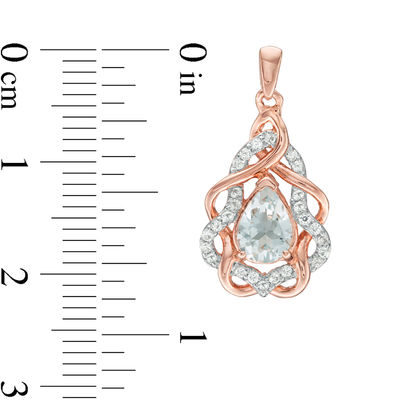 Pear-Shaped Aquamarine and Lab-Created White Sapphire Free-Form Frame Drop Earrings in 10K Rose Gold