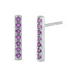 Amethyst Bar Drop Earrings in Sterling Silver