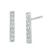 Thumbnail Image 1 of Aquamarine Bar Drop Earrings in Sterling Silver