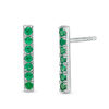 Thumbnail Image 0 of Lab-Created Emerald Bar Drop Earrings in Sterling Silver