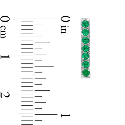 Lab-Created Emerald Bar Drop Earrings in Sterling Silver