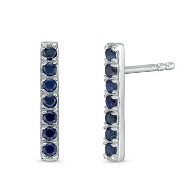 Lab-Created Blue Sapphire Bar Drop Earrings in Sterling Silver