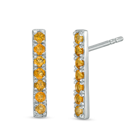 Citrine Bar Drop Earrings in Sterling Silver